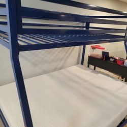 Blue Metal Bunk Bed Full Bottom/twin Top