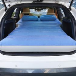 Inflatable Car Air Mattress with Built-in Pump, Adjustable Car Camping Bed Sleeping Pad for Back Seat, Portable Travel with Two Air Pillows