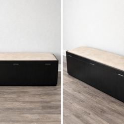 🖤 Modern Black Storage Bench with Cushion Top
