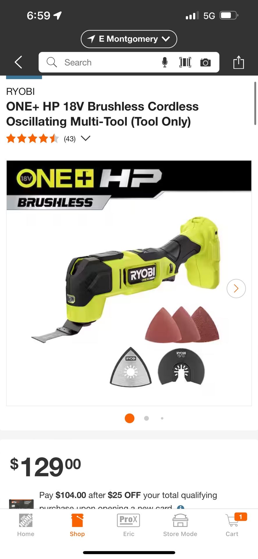 Ryobi HP Oscillating Multitool Set W/ 2.0 & Charger