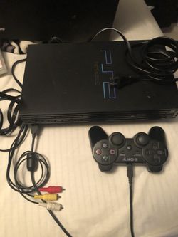 PLAYSTATION 2 WITH TV PLUGS & WIRELESS CONTROLLER