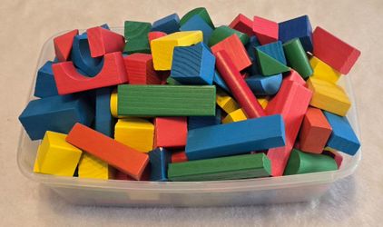 120 wooden blocks/shapes