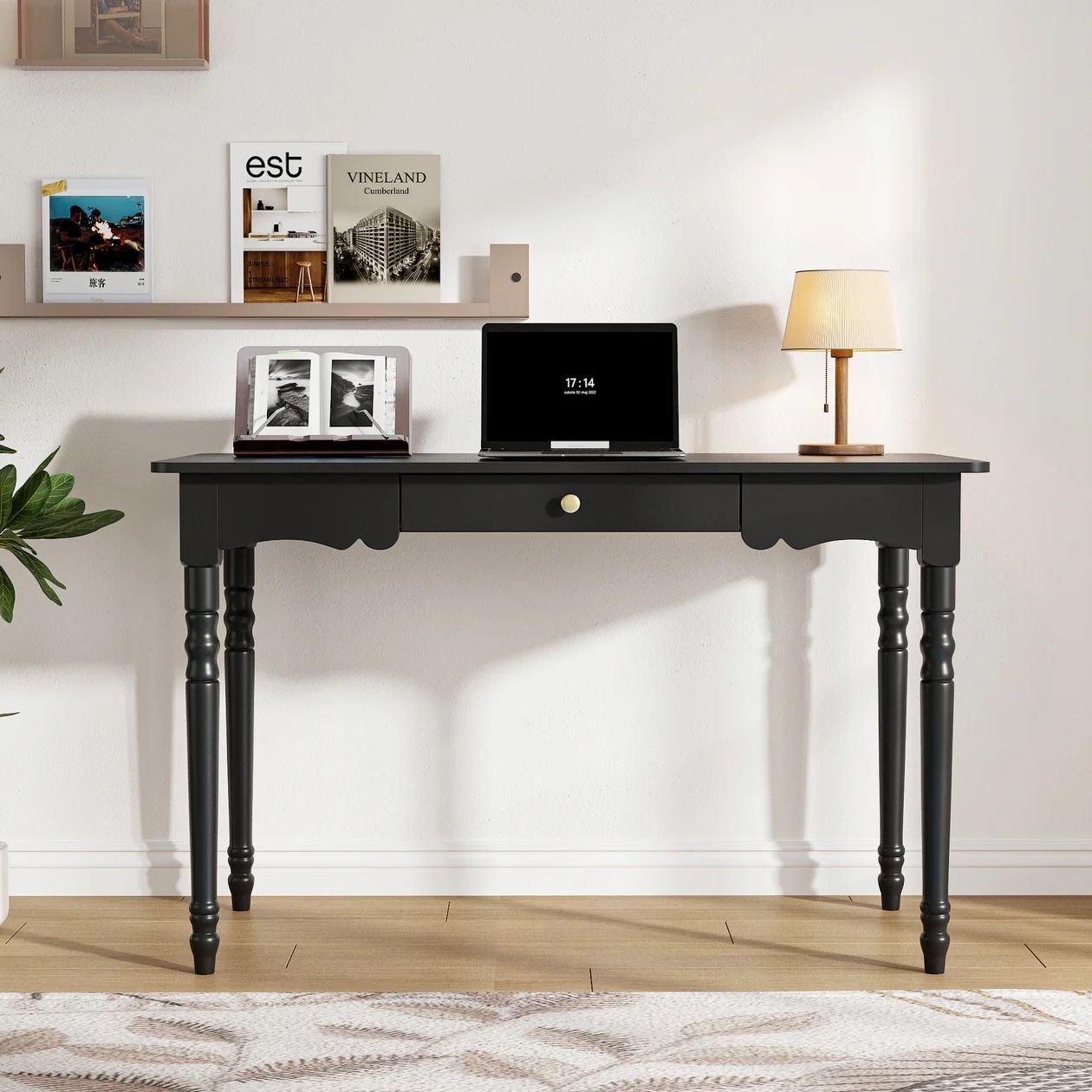 47" Computer Desk Wood Writing Desk with a File Drawer Office Desk