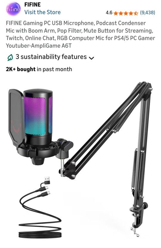 FIFINE Gaming PC USB Microphone