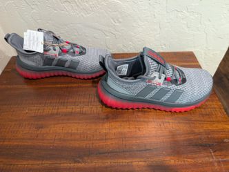 New Adidas Kaptir 4.0 K SIZE 1 Youth Running Shoes Kids Grey Red IH1841