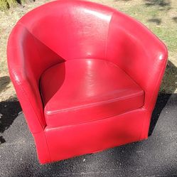 Red Leather Swivel Chair