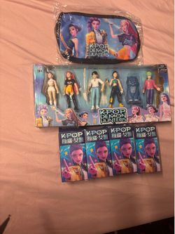 K-pop demon hunters figurines and pencil bag