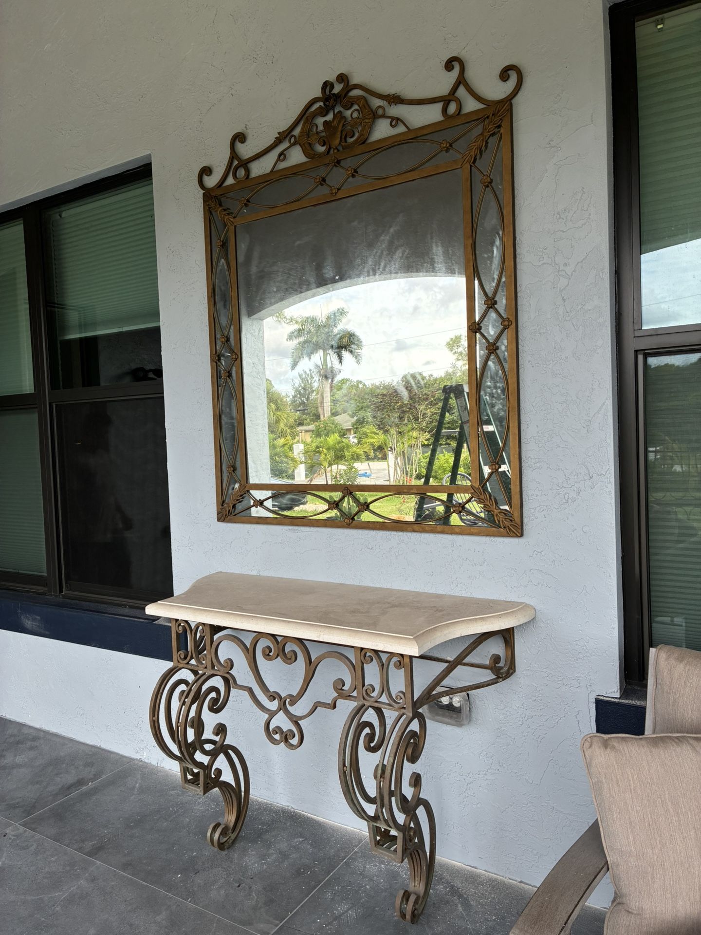 Antique Ornate Wrought Iron Console