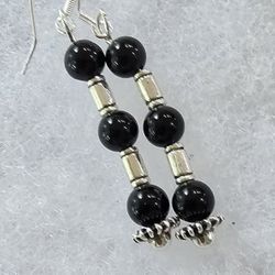 SWAROVSKI BEADED  SILVER ACCENT DROP SWING ARTESAN CREATED ORIGINAL EARRINGS