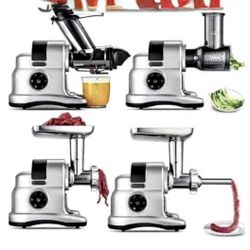 AMZCHEF 5-in-1 Slow Masticating Cold Press Extractor with Slicer, Grinder