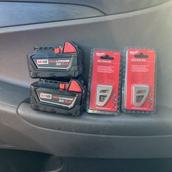 Milwaukee Bateryes And Belt Clip 