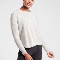 ATHLETA Wool Cashmere Turin Sweater, Size XS, Light Grey Heather