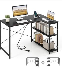 Black L shaped desk