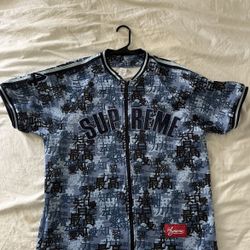 Supreme Kanji Camo Zip Up Baseball Jerse