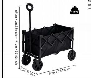 Large Black Folding Utility Wagon Cart