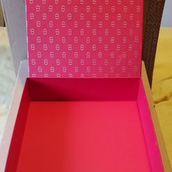 Large CD (Christian DIOR) 12.25" x 11.5" x 3" Red/Gold Lidded Sturdy Box.