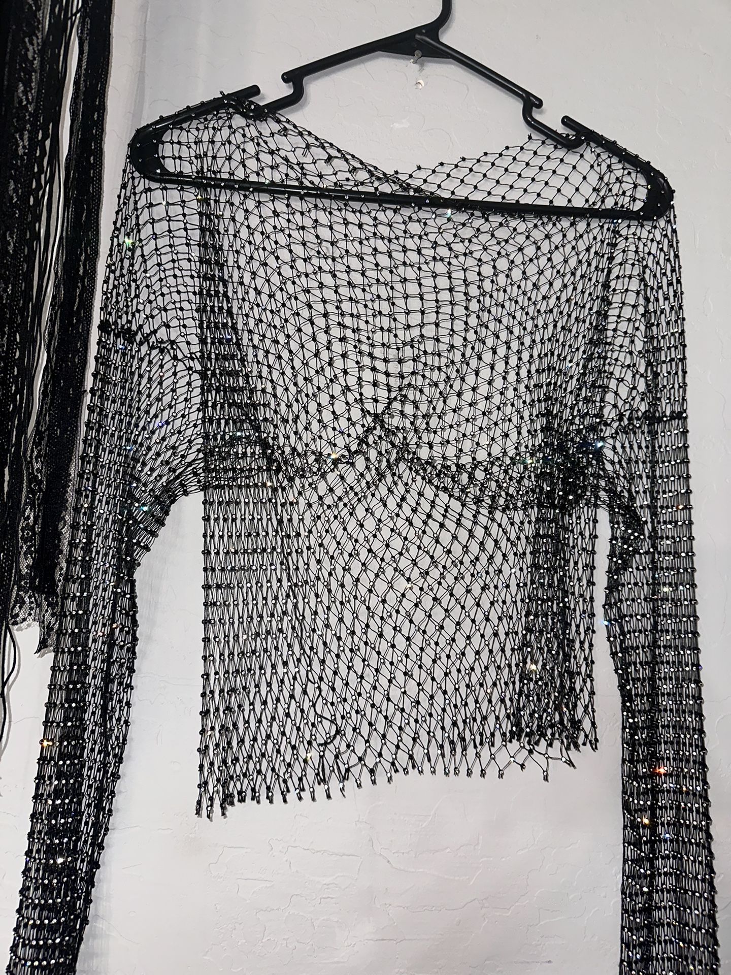 Rhinestone Fishnet Top