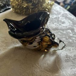 Murano Blown Cased Glass Tiger Striped 81/2” Conch She’ll