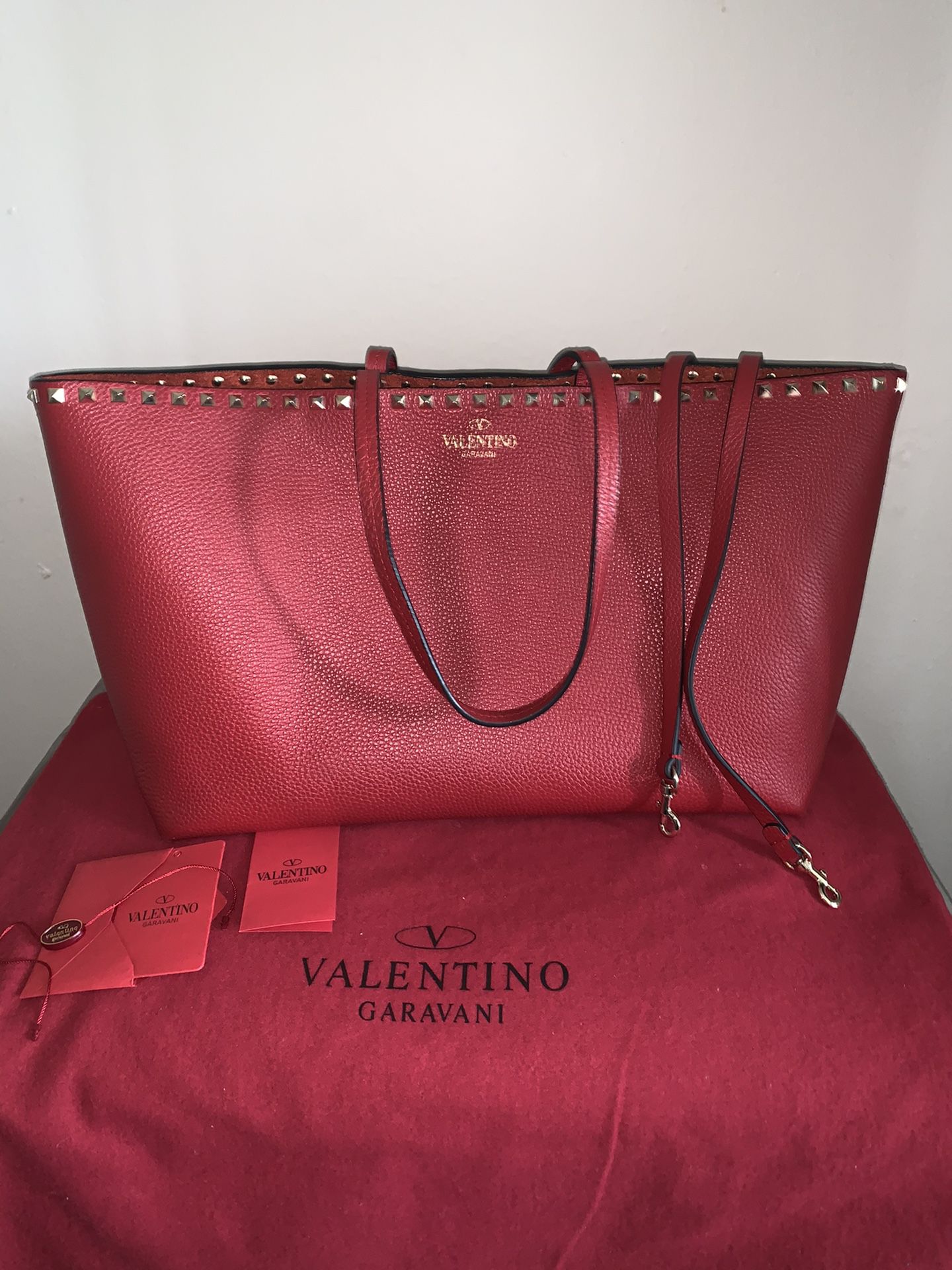 Valentino Rockstud Grainy Calfskin Tote Bag