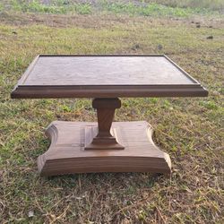 Vintage Plastic Pedestal Mid Century Table On Wheels  - Measures 26.5" L x 17 1/4" W x 18.5" H