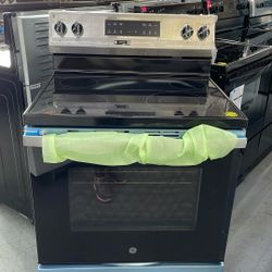 GE Electric Stove Glass Top In Stainless Steel 