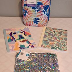 School Supplies Girls Bundle Elephant Lunch Bag Iridescent Binder Pouch Composition Notebooks New