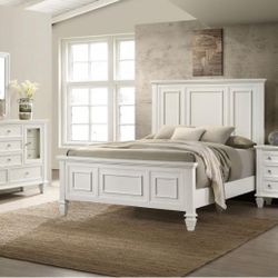 Sandy Beach 4-piece Eastern King Bedroom Set Cream White