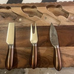 Acacia Wood Charcuterie Board & Cheese Knife Set (8x12)