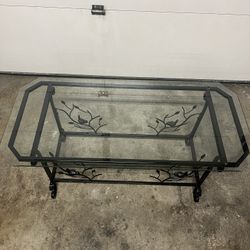 Beautiful Wrought Iron Glass Top Console or Coffee Table in Excellent Condition 