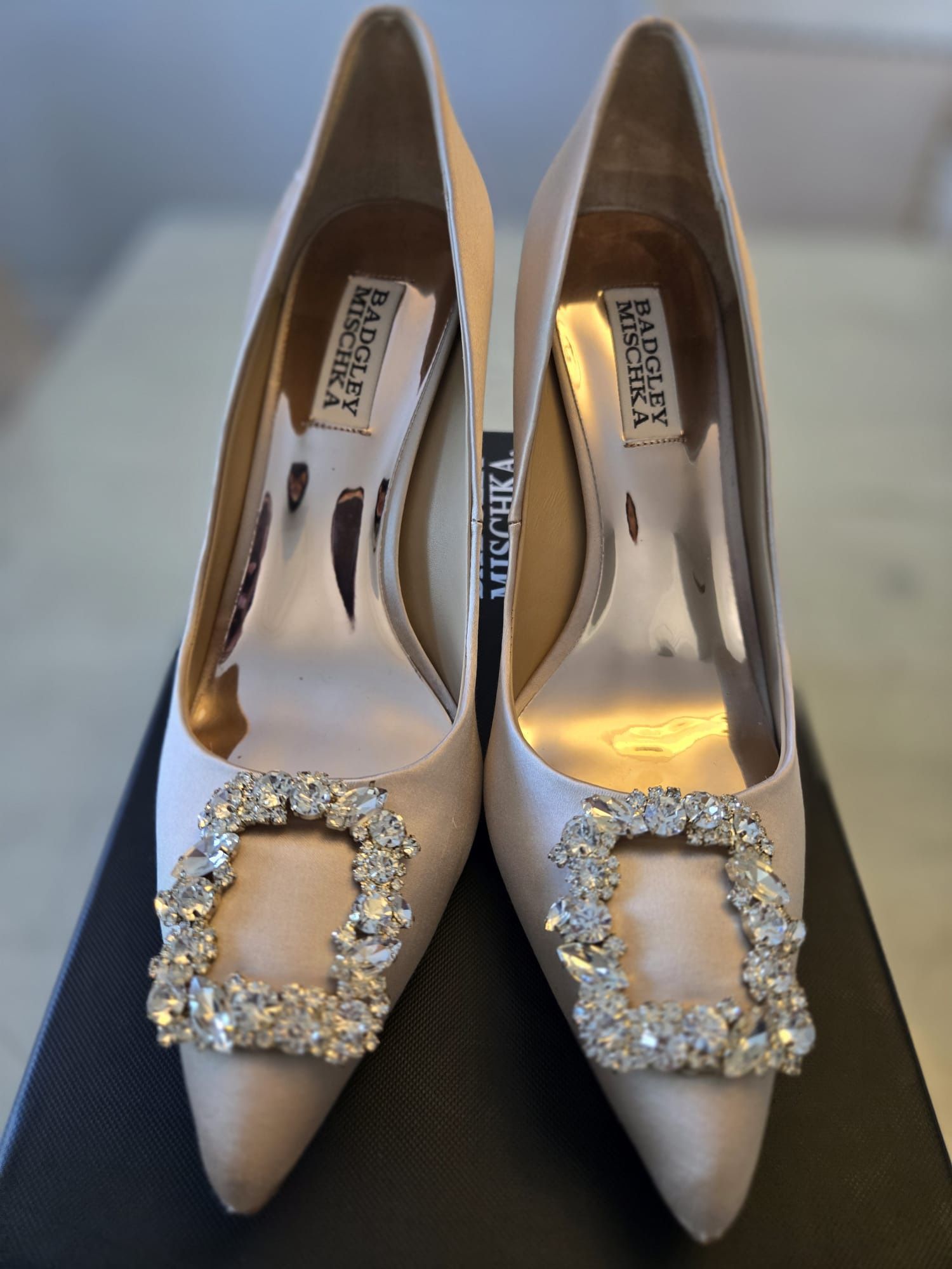 Badgley Mischka Pink Satin Heels