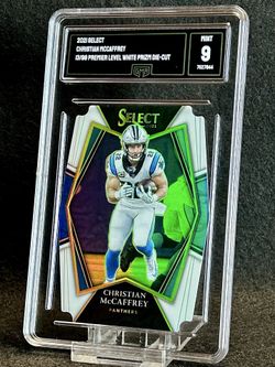 2021 Select 🔥 Christian Mccaffrey 🔥 Premier Level White Prizm Die-Cut 13/99 GMA 9 Mint 💎 - Panthers / San Francisco 49ers