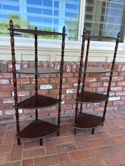 Pair of Vintage Wooden Corner Shelves