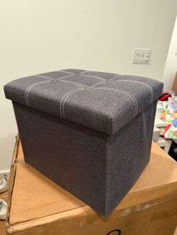 Gray Fabric Folding Storage Ottoman