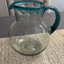 Mexican hand blow Glass Pitcher $15.00