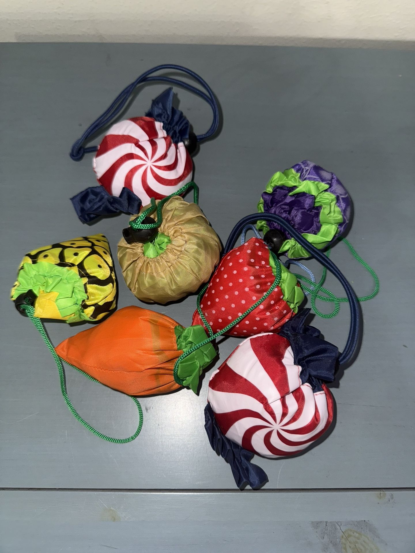 New 7 Reusable Washable Bags Totes Grocery ‘Fruity’ ‘Candy’ Bags $5 for All