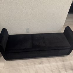 Black Velvet Ottoman Bench 