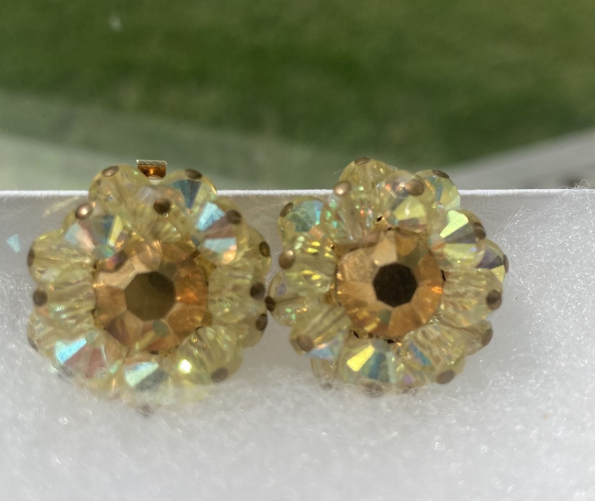 Spectacular HOBE’ Crystal Clip On Earrings . Signed And Mint