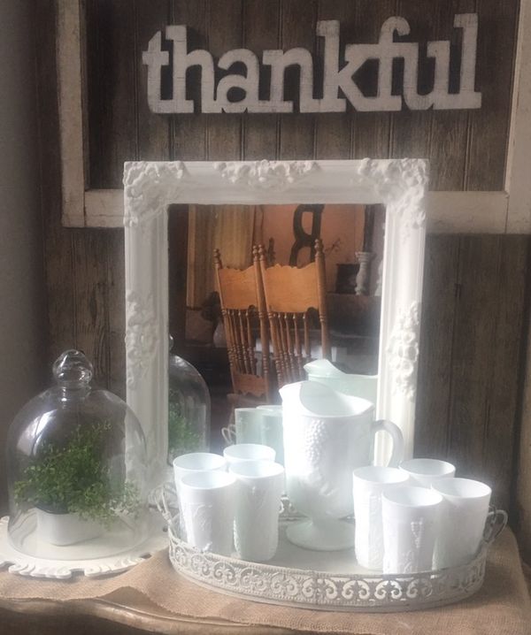 Vintage Milk Glass Pitcher And Tumbler Set For In Mount Vernon Vintage Milk Glass Pitcher And Tumbler Set