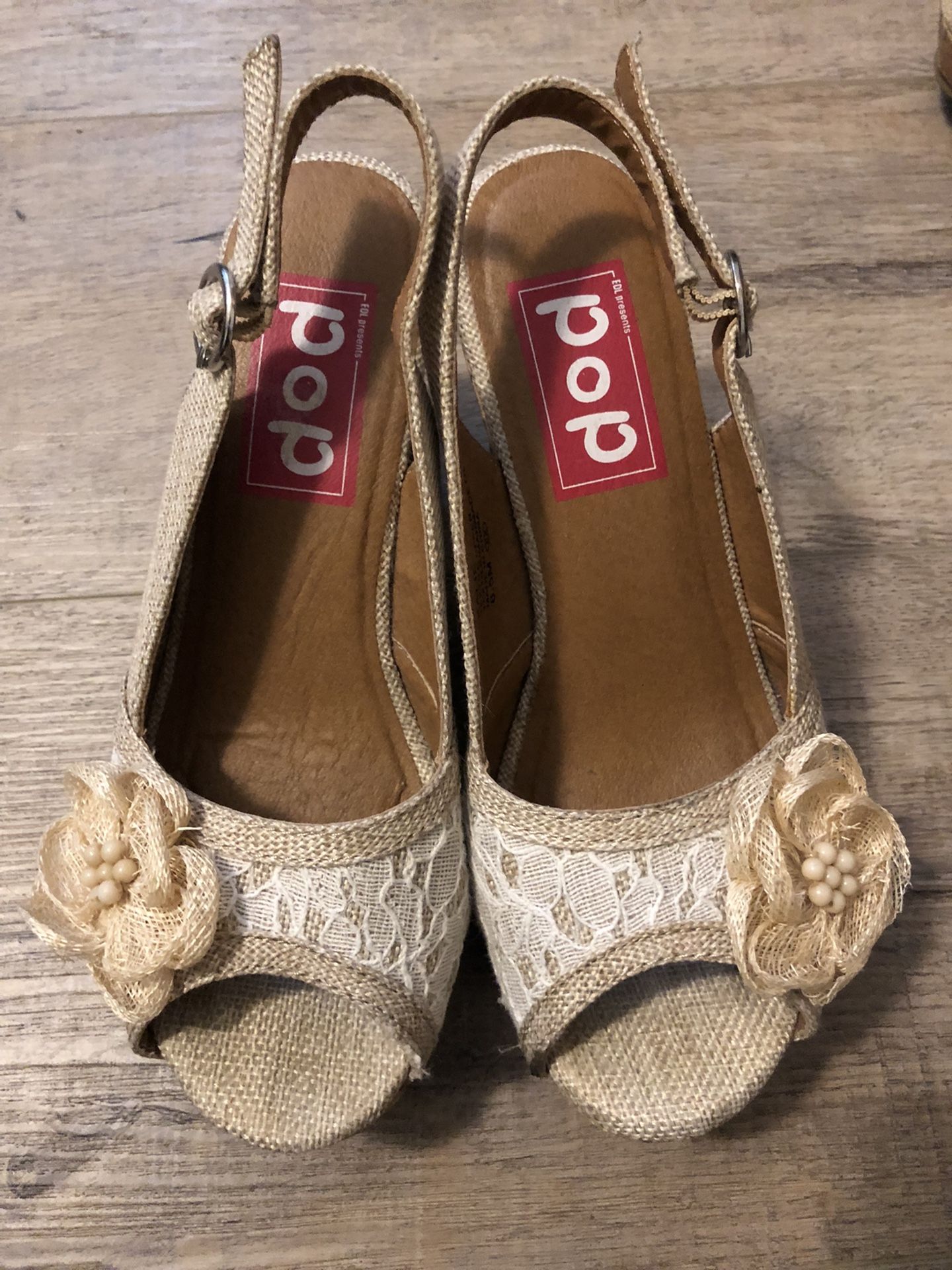 Beige Wedge Heel Sandals