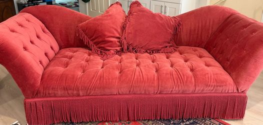 Traditional Recamier Lounge Chair or  Couch  In Berry Color