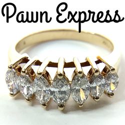 14K Cubic Zirconia 6-Stone Marquise Ring 