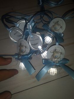 12 Little Sheep Baby Shower Pacifiers Guest Favor Necklaces