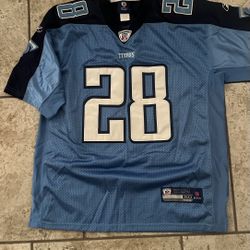 Tennessee Titans Jersey Mens XL Navy Blue NFL Football Chris Johnson 28 Reebok