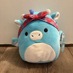 squishmallow tatiana the teal dragon with red bandana 7.5in