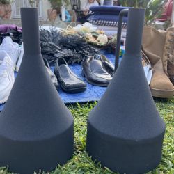 Metal Vase Black Flower