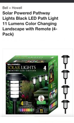 Bell + Howell
Solar Powered Pathway Lights Black LED Path Light 11 Lumens Color Changing Landscape with Remote (4-Pack)