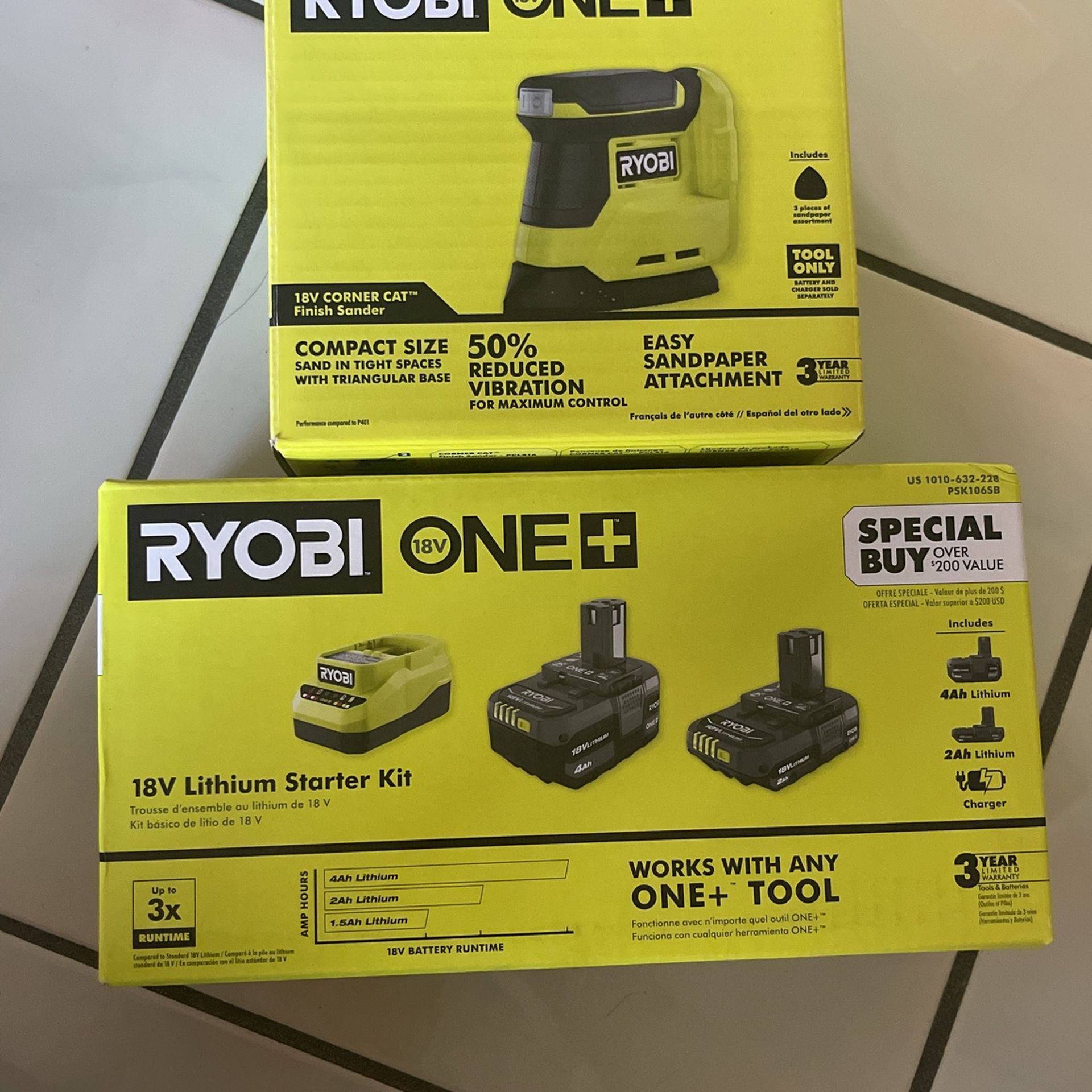Ryobi One+ Battery Kit & Sander Tool