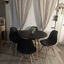 Kitchen Set Black 4 Chairs And Round Table 