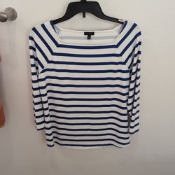 White Blue Stripe Top
