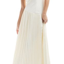 Six Stories Bridal drop waist asymmetric maxi dress in ivory